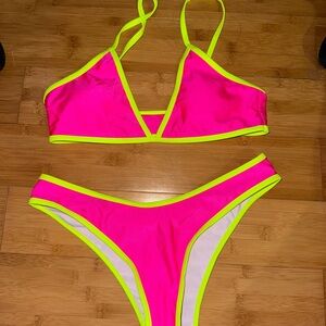 Neon Pink and Yellow Bikini Set